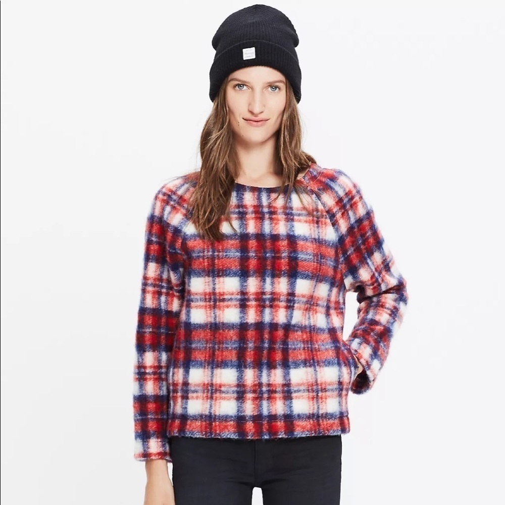 Madewell Wool Brushed Plaid Pullover Top